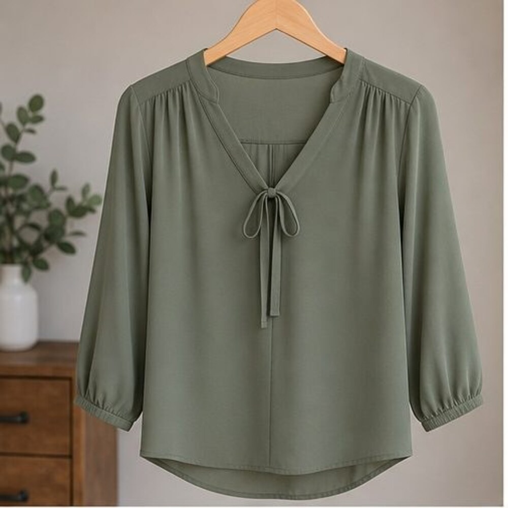 Olive V Neck Top